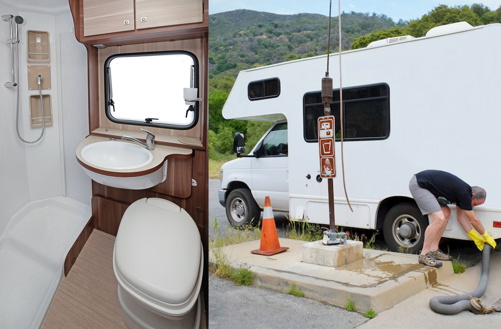 Portable RV/camper toilet and holding tank setup in Cleveland, Texas